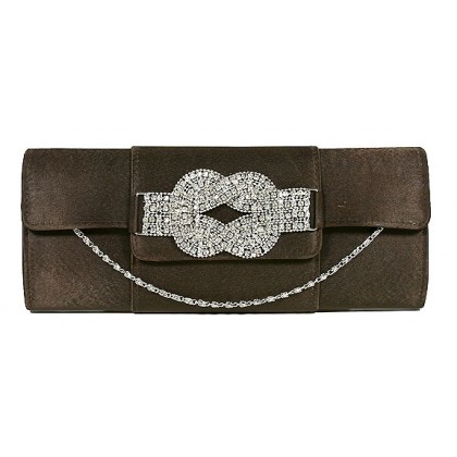 Evening Bag - 12 PCS - Satin w/ Rhinestone Accent Charm - BG-90790BR